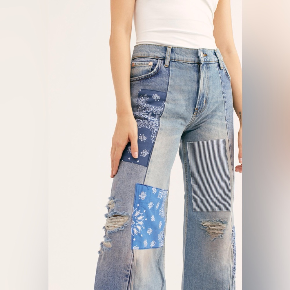 WE THE FREE heart of gold patchwork wide leg jean✨ - Picture 3 of 6